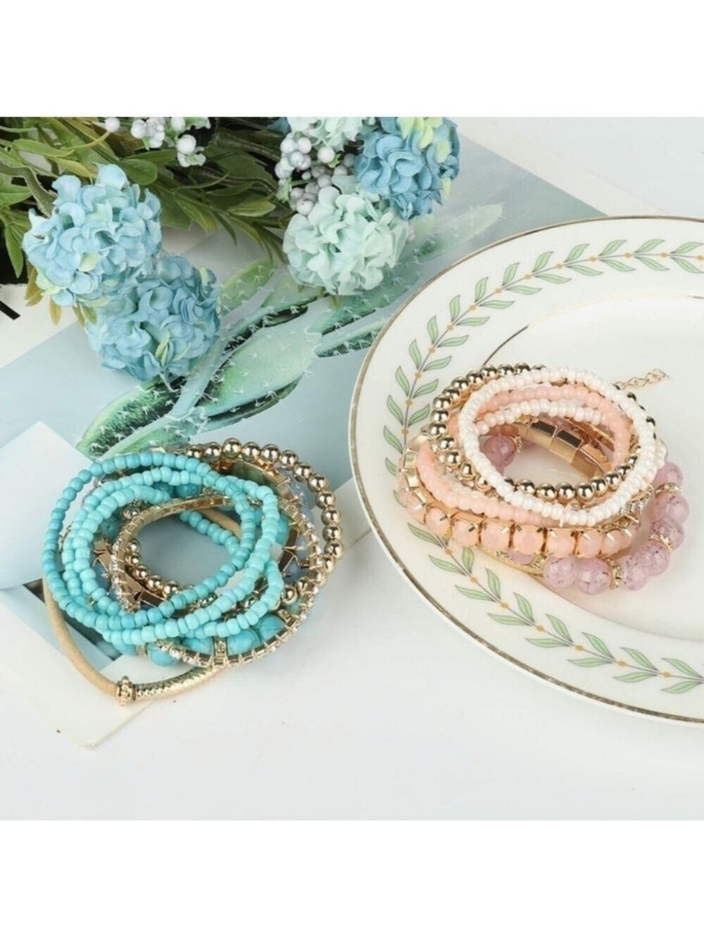 Sailimue beaded bracelets set of 8 - Picture 3 of 10